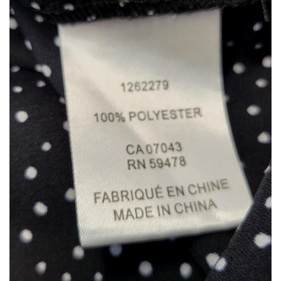 Jones New York Blouse Womens 1X Black White Polka Dot Ruffle Neck 3/4 Sleeve - Picture 9 of 11
